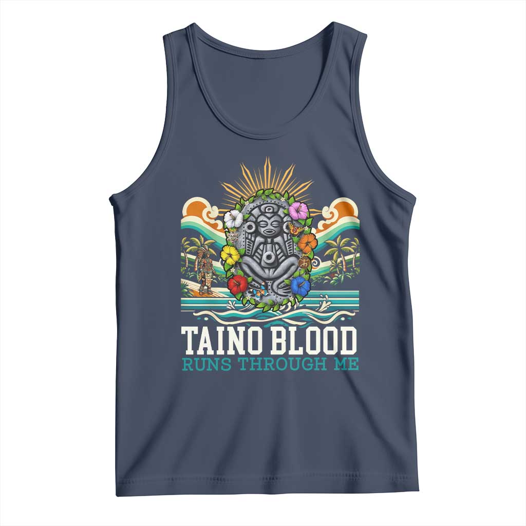 Indigenous Taino Warrior Puerto Rico Carribbean Culture Tank Top Taino Blood Runs Through Me - Wonder Print Shop