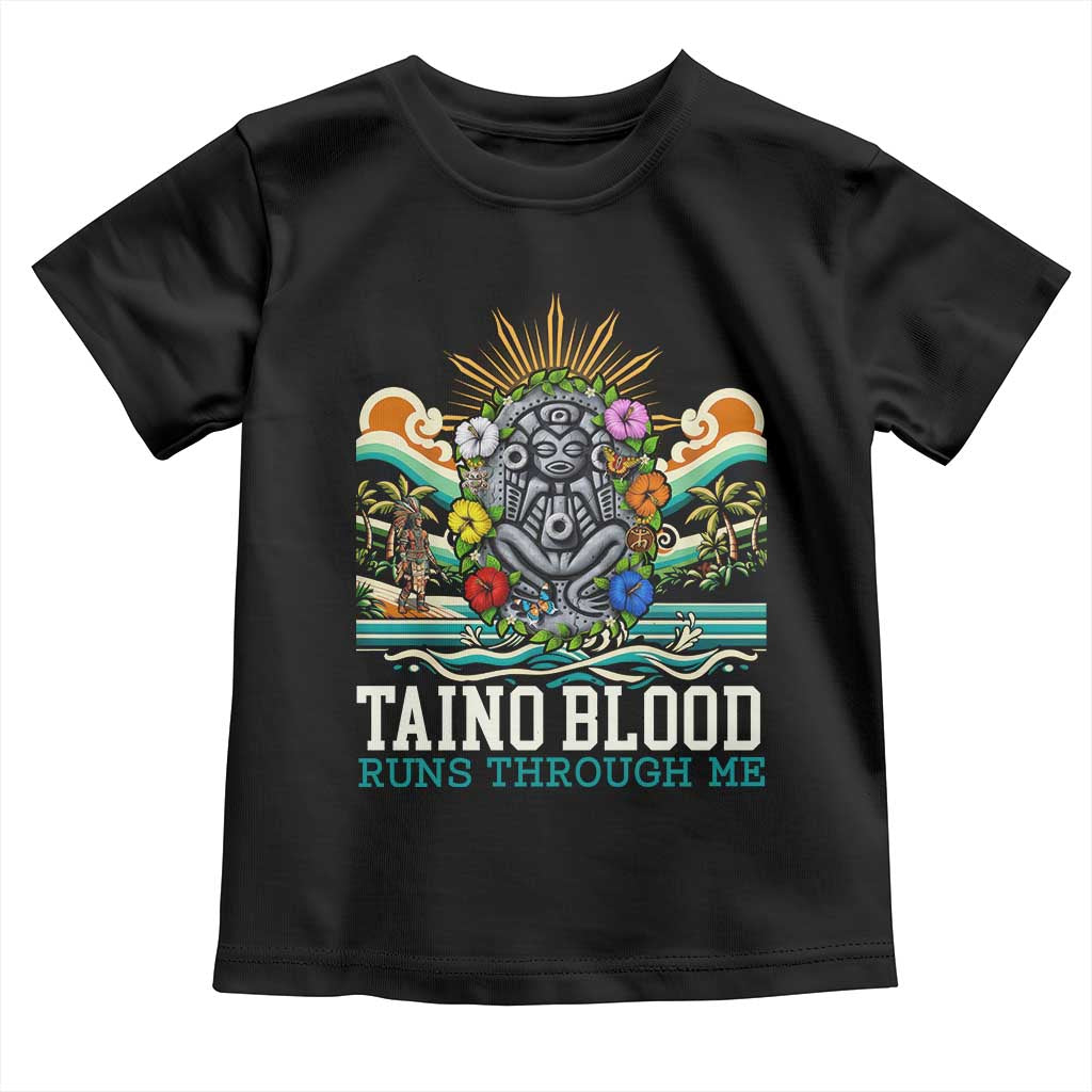 Indigenous Taino Warrior Puerto Rico Carribbean Culture Toddler T Shirt Taino Blood Runs Through Me - Wonder Print Shop