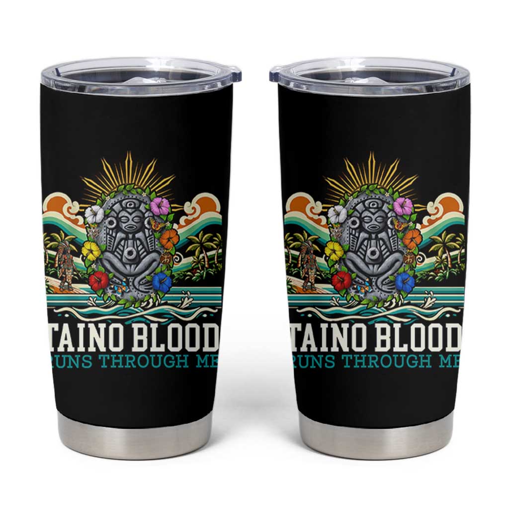 Indigenous Taino Warrior Puerto Rico Carribbean Culture Tumbler Cup Taino Blood Runs Through Me
