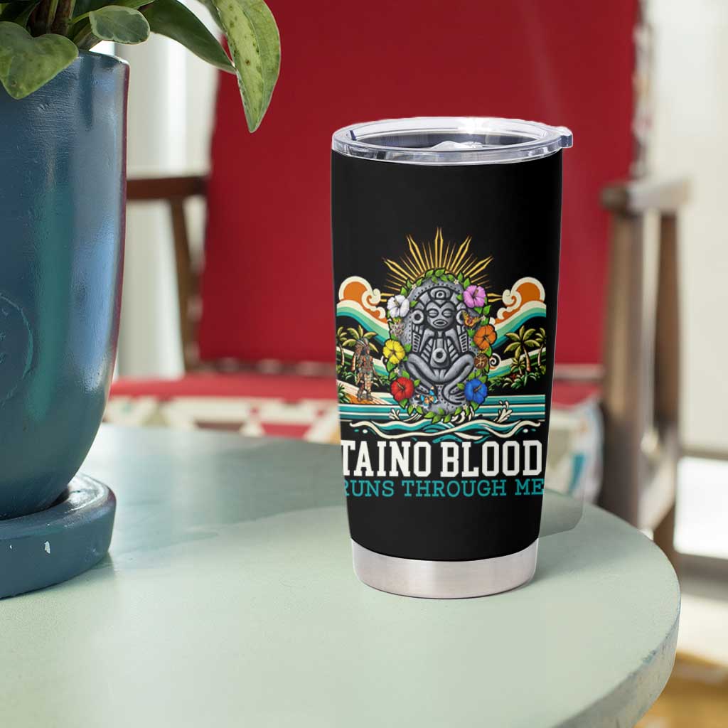 Indigenous Taino Warrior Puerto Rico Carribbean Culture Tumbler Cup Taino Blood Runs Through Me