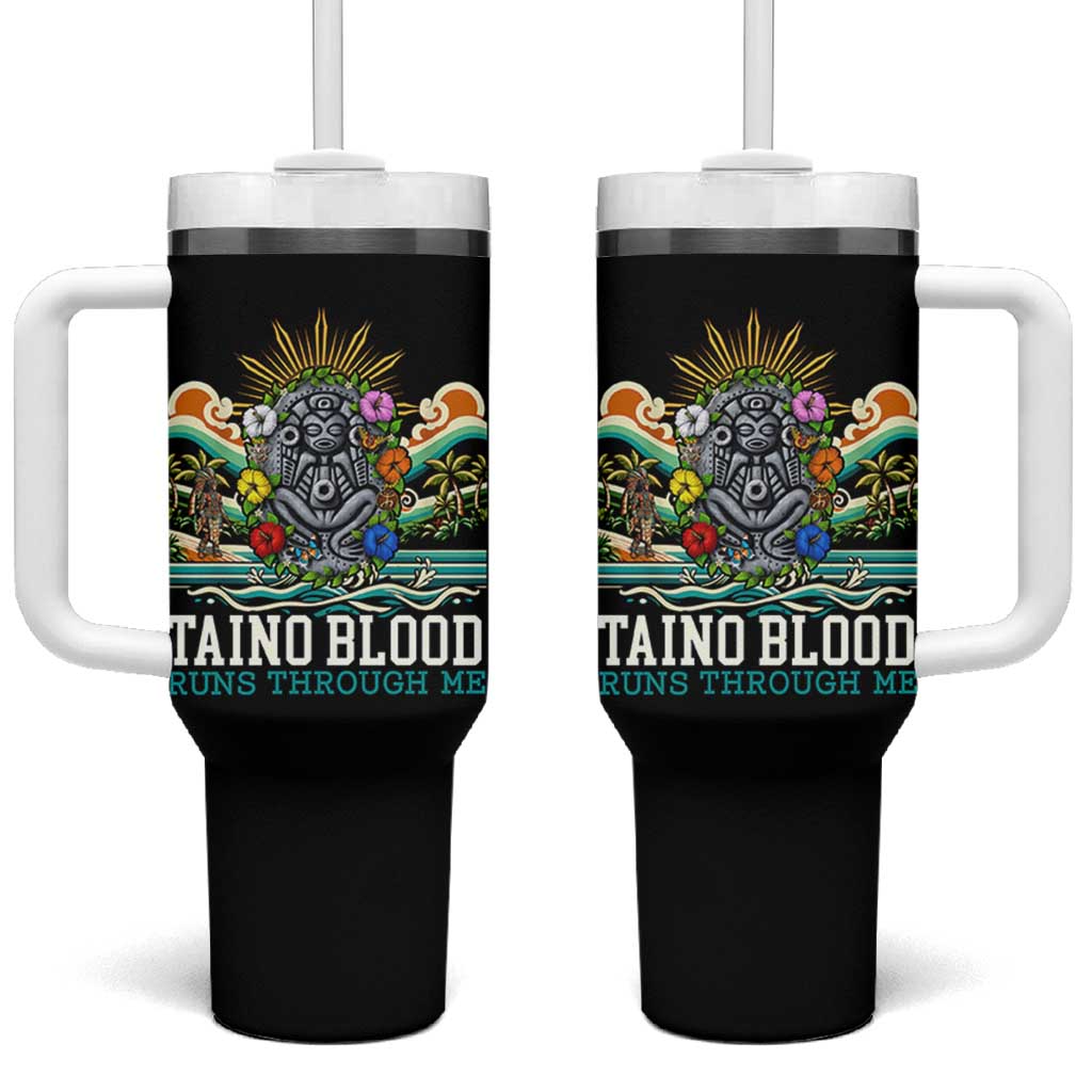 Indigenous Taino Warrior Puerto Rico Carribbean Culture Tumbler With Handle Taino Blood Runs Through Me