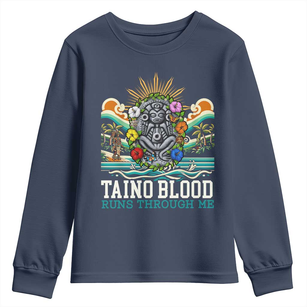 Indigenous Taino Warrior Puerto Rico Carribbean Culture Youth Sweatshirt Taino Blood Runs Through Me - Wonder Print Shop
