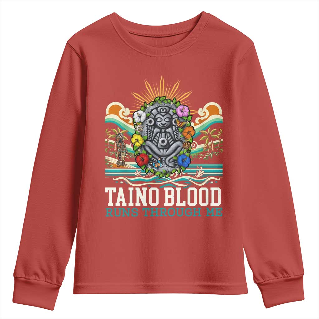 Indigenous Taino Warrior Puerto Rico Carribbean Culture Youth Sweatshirt Taino Blood Runs Through Me - Wonder Print Shop