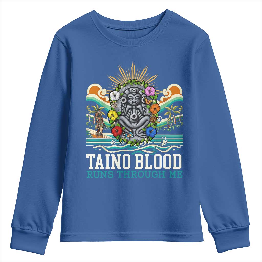 Indigenous Taino Warrior Puerto Rico Carribbean Culture Youth Sweatshirt Taino Blood Runs Through Me - Wonder Print Shop