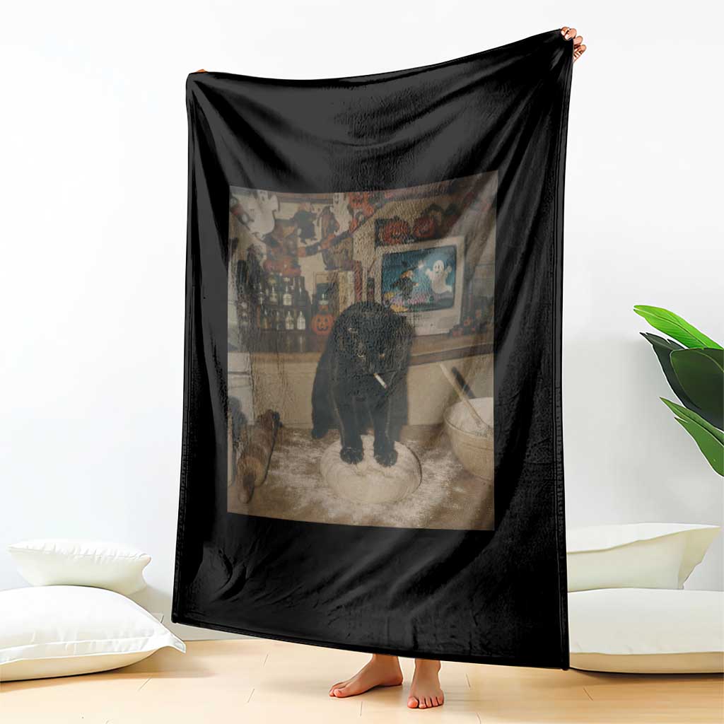 Spooky Biscuits Bakery Throw Blanket Funny Black Cat Halloween Gift