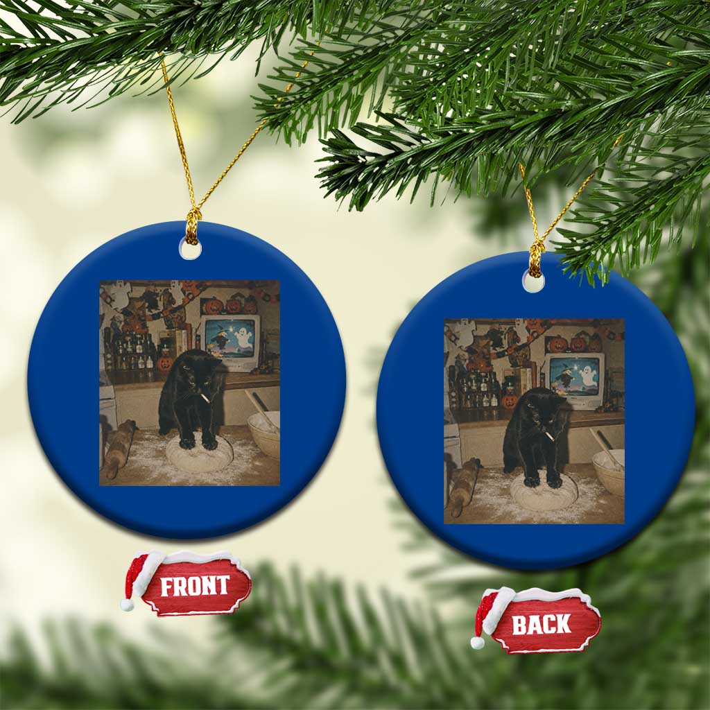 Spooky Biscuits Bakery Ceramic Ornament Funny Black Cat Halloween Gift