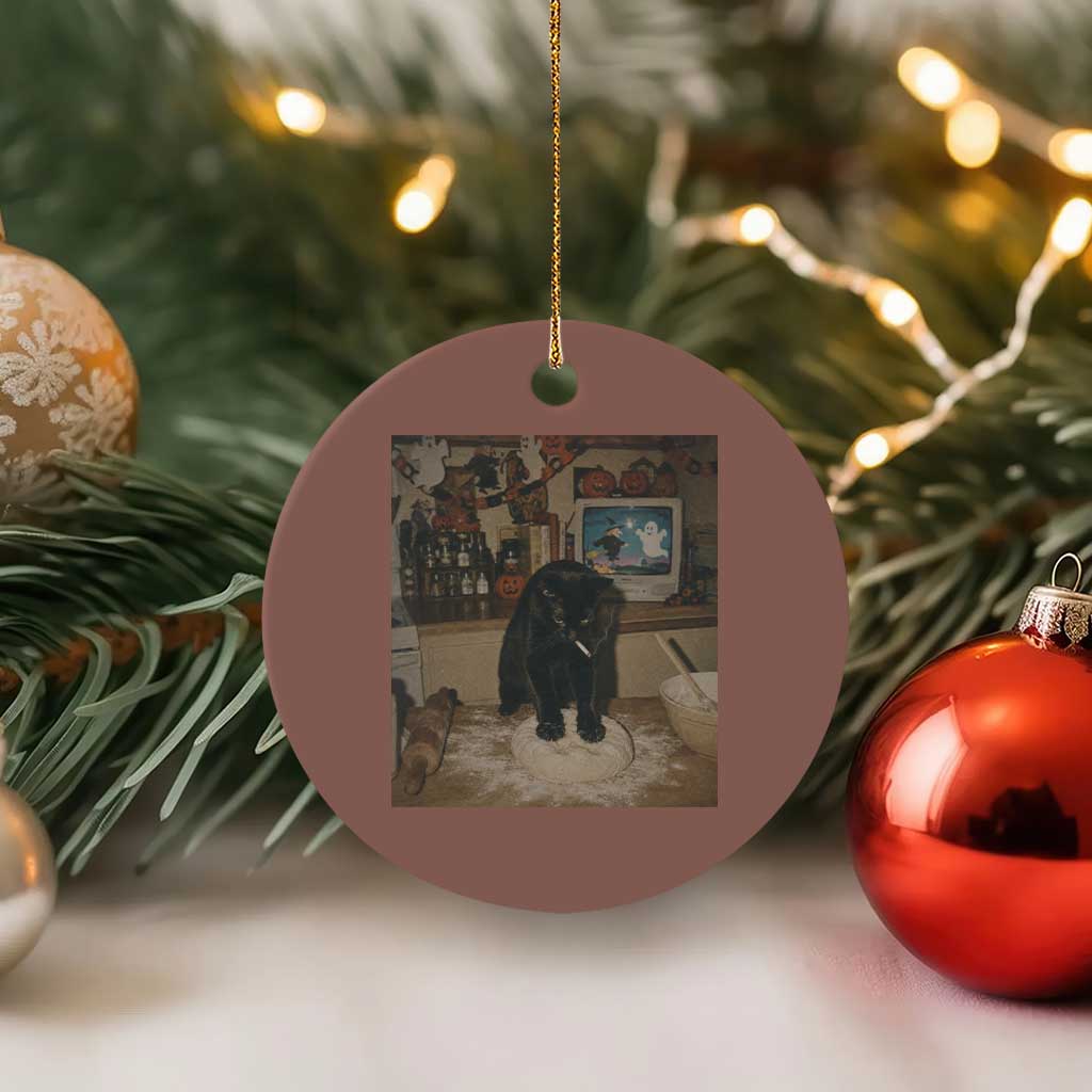 Spooky Biscuits Bakery Ceramic Ornament Funny Black Cat Halloween Gift
