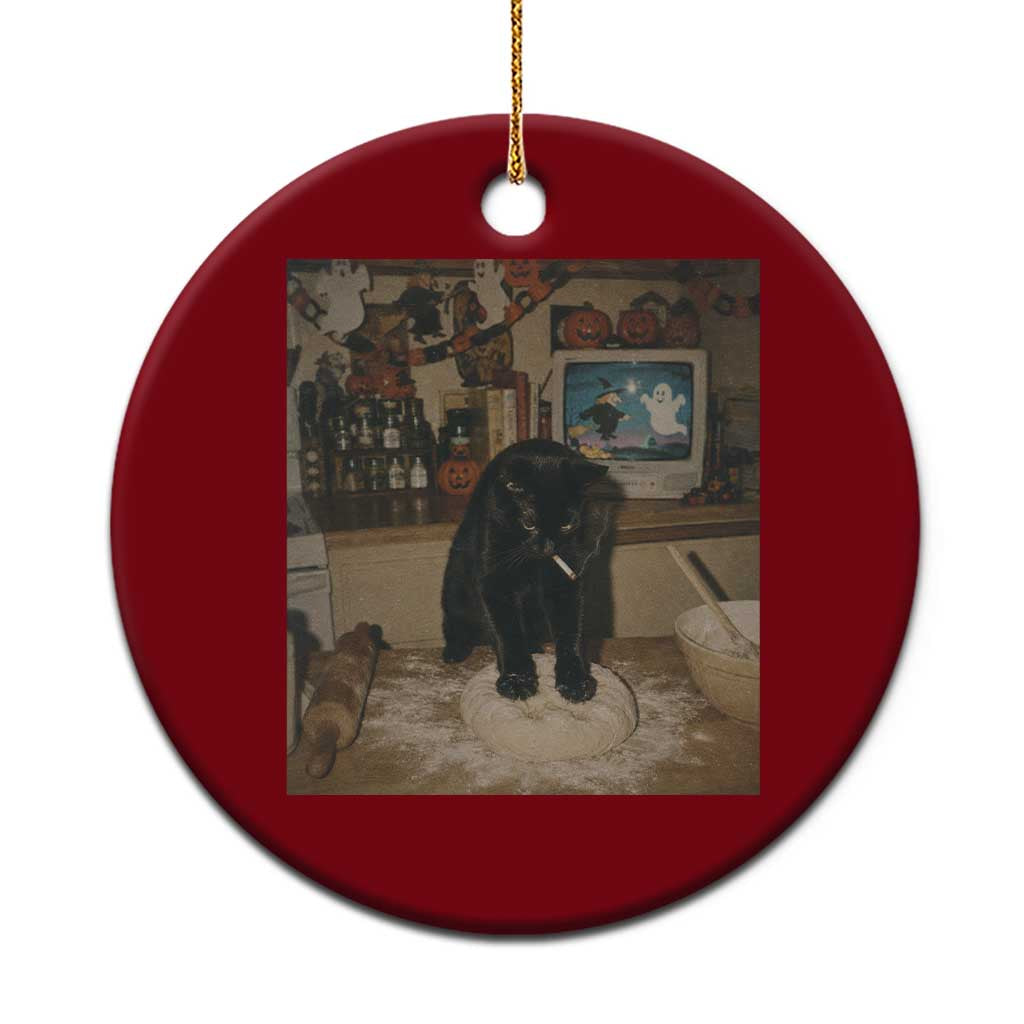 Spooky Biscuits Bakery Ceramic Ornament Funny Black Cat Halloween Gift