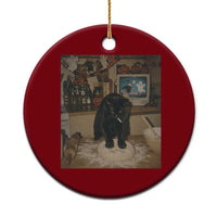 Spooky Biscuits Bakery Ceramic Ornament Funny Black Cat Halloween Gift