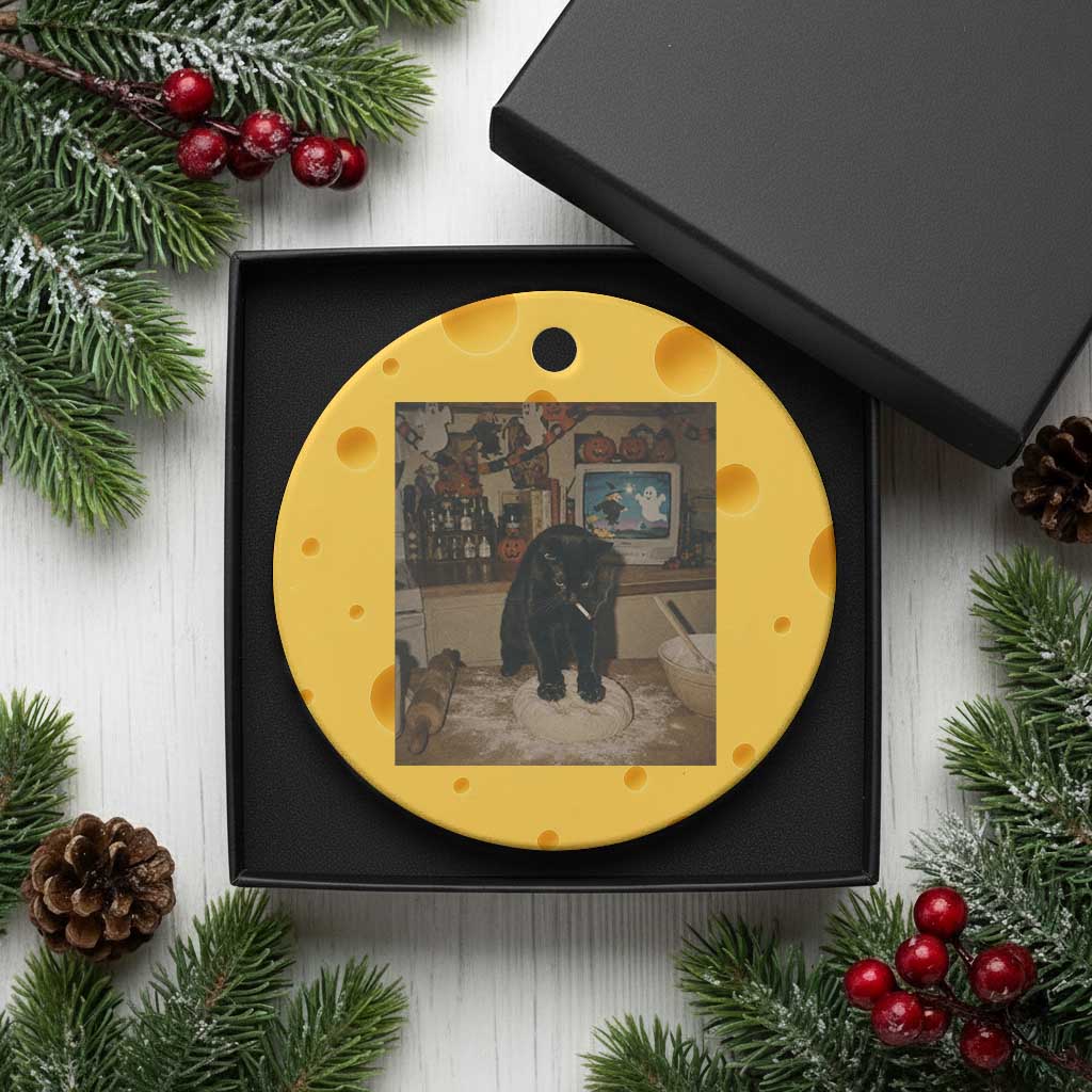 Spooky Biscuits Bakery Ceramic Ornament Funny Black Cat Halloween Gift