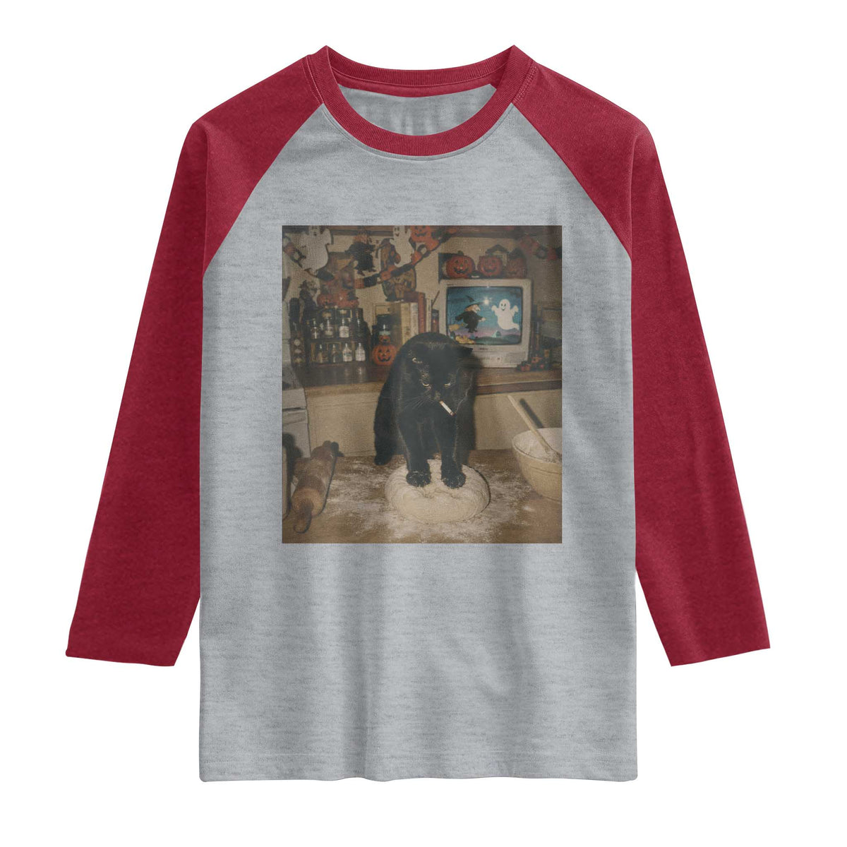 Spooky Biscuits Bakery Raglan Shirt Funny Black Cat Halloween Gift