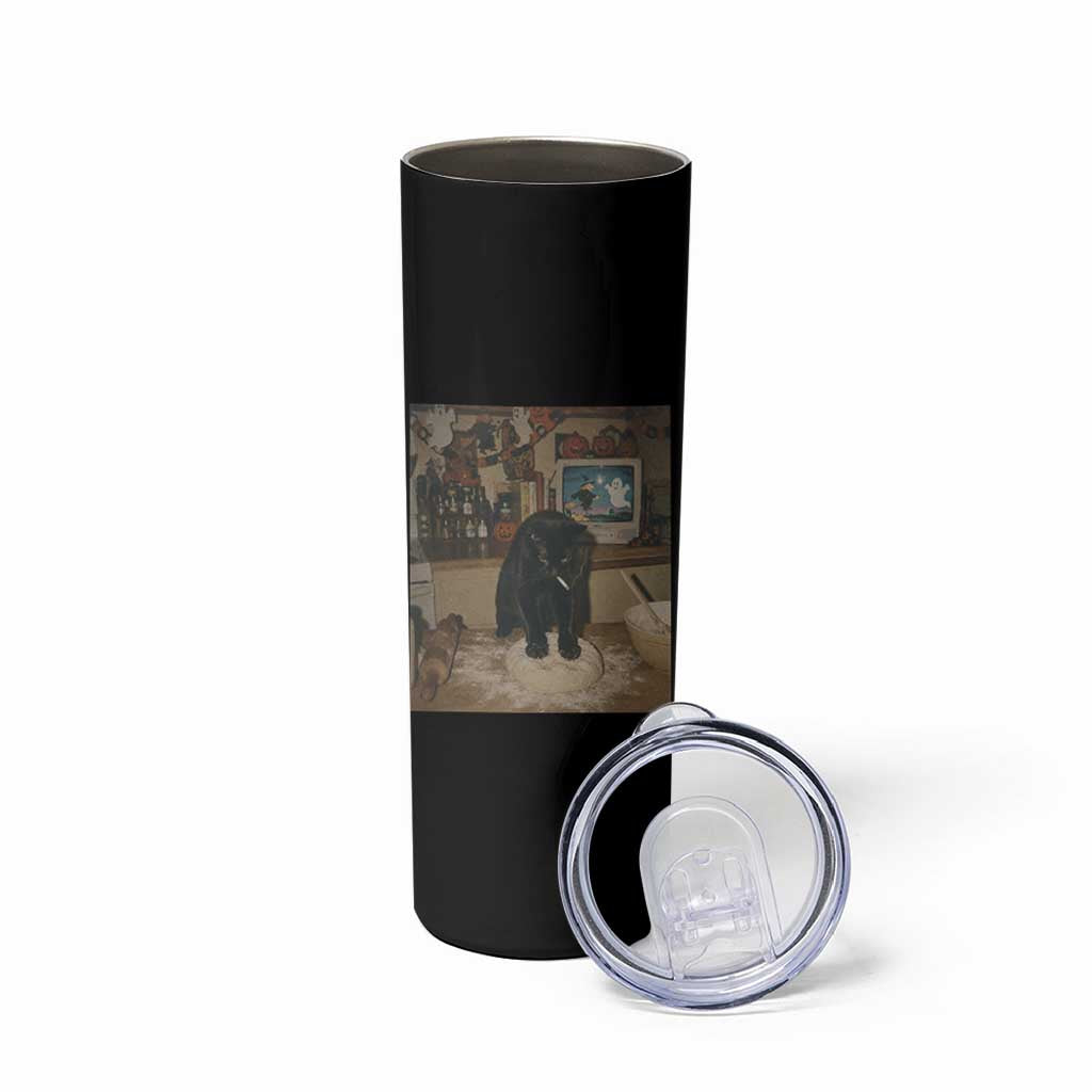 Spooky Biscuits Bakery Skinny Tumbler Funny Black Cat Halloween Gift
