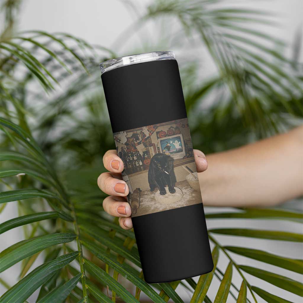 Spooky Biscuits Bakery Skinny Tumbler Funny Black Cat Halloween Gift