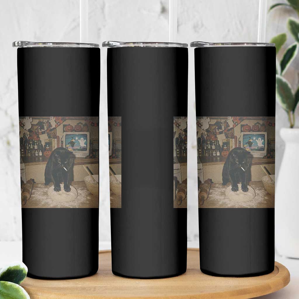 Spooky Biscuits Bakery Skinny Tumbler Funny Black Cat Halloween Gift