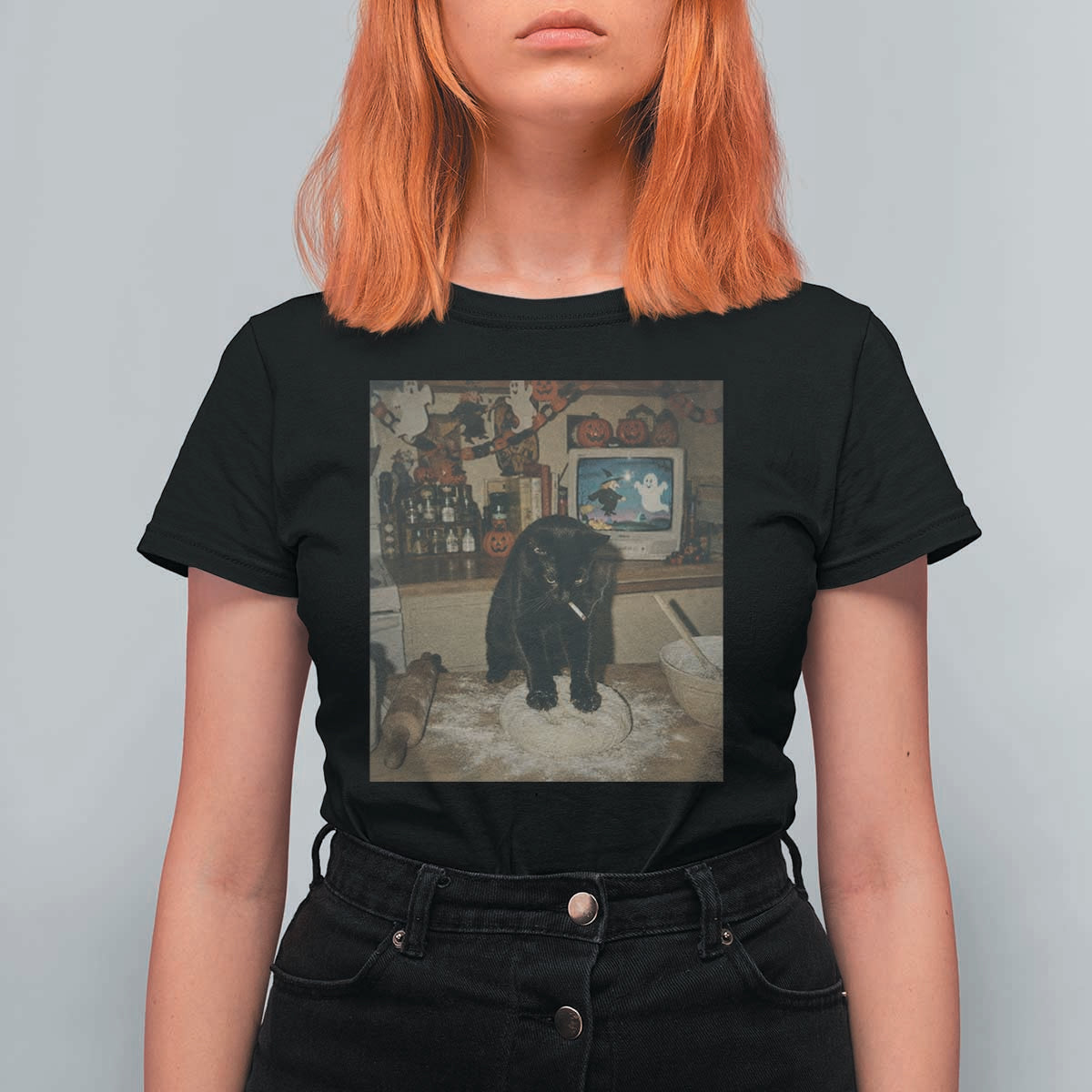 Spooky Biscuits Bakery T Shirt For Women Funny Black Cat Halloween Gift
