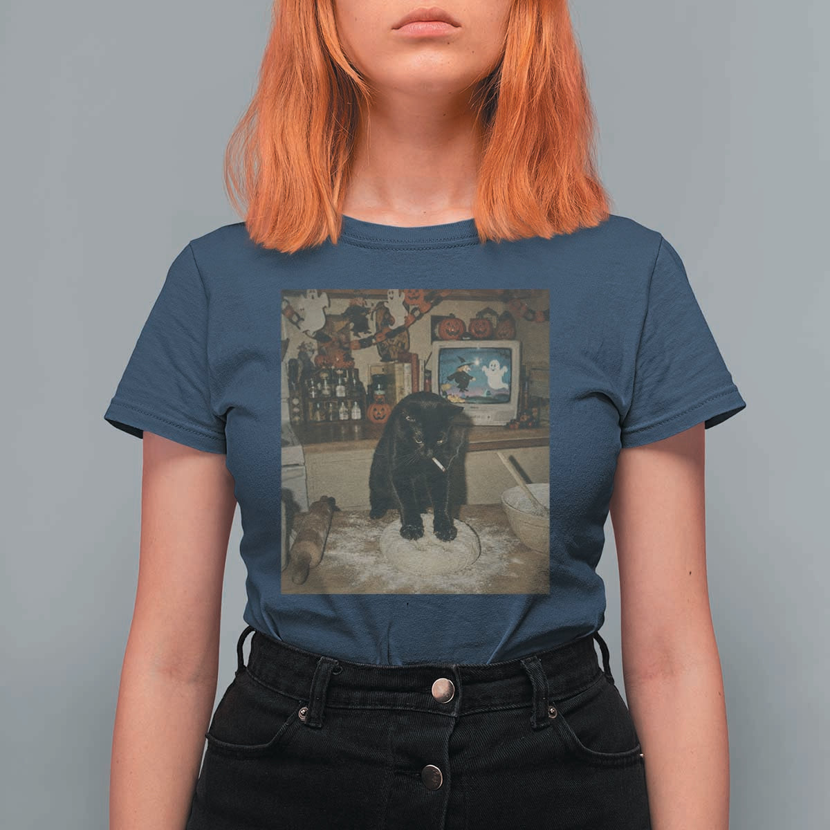 Spooky Biscuits Bakery T Shirt For Women Funny Black Cat Halloween Gift