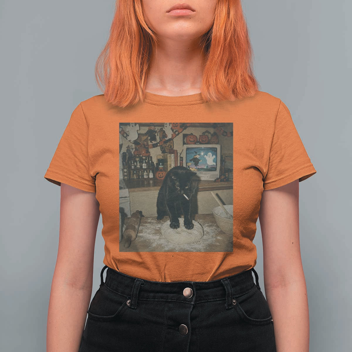 Spooky Biscuits Bakery T Shirt For Women Funny Black Cat Halloween Gift