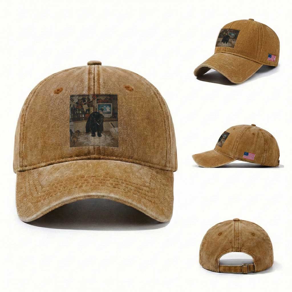 Spooky Biscuits Bakery Washed Cotton Baseball Cap Funny Black Cat Halloween Gift