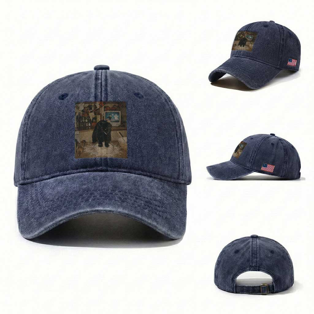 Spooky Biscuits Bakery Washed Cotton Baseball Cap Funny Black Cat Halloween Gift