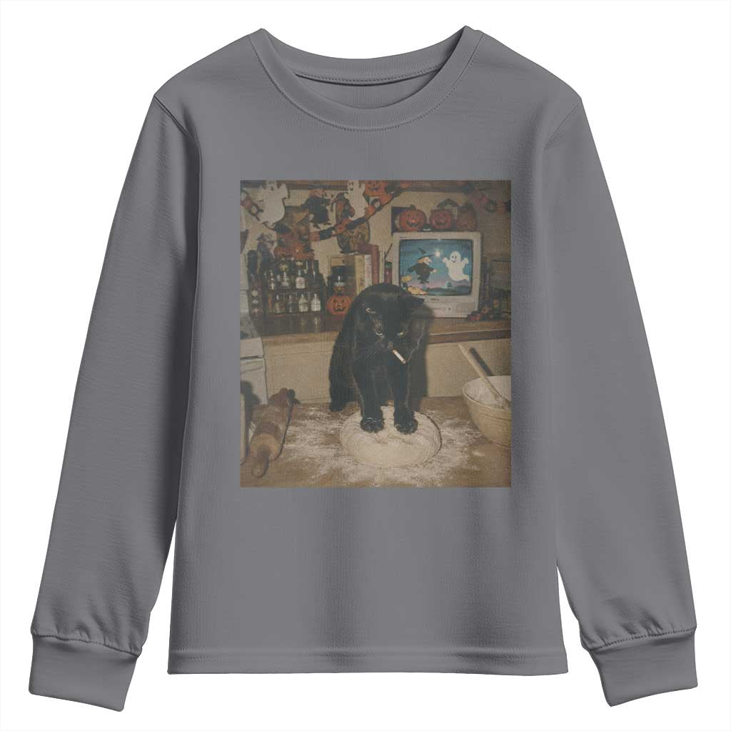 Spooky Biscuits Bakery Youth Sweatshirt Funny Black Cat Halloween Gift