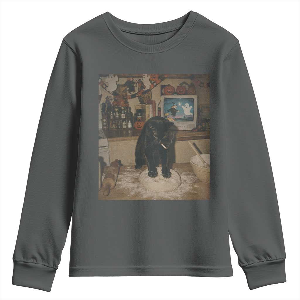 Spooky Biscuits Bakery Youth Sweatshirt Funny Black Cat Halloween Gift
