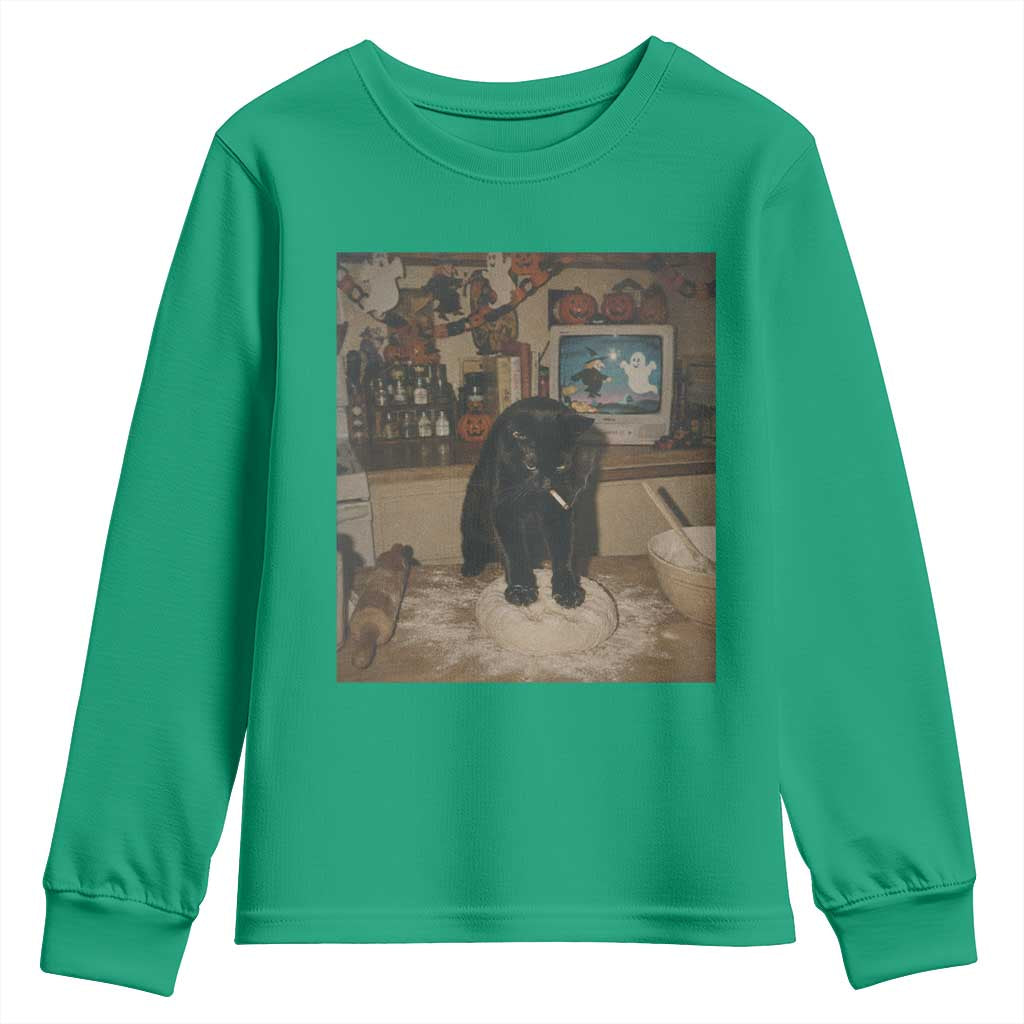 Spooky Biscuits Bakery Youth Sweatshirt Funny Black Cat Halloween Gift