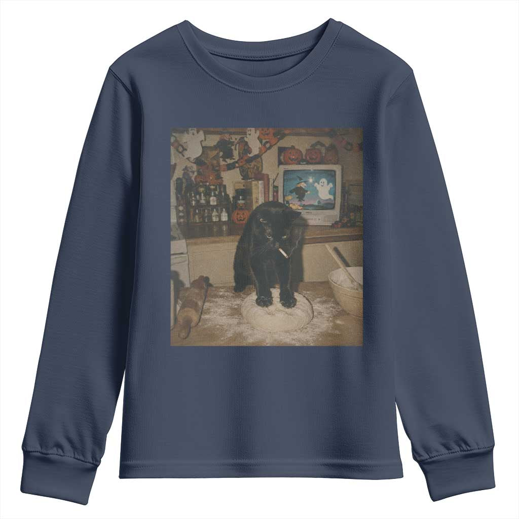 Spooky Biscuits Bakery Youth Sweatshirt Funny Black Cat Halloween Gift