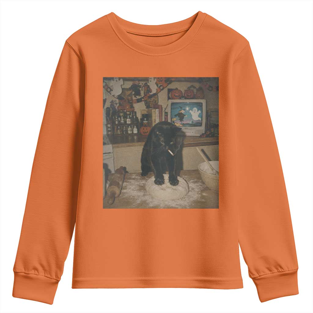 Spooky Biscuits Bakery Youth Sweatshirt Funny Black Cat Halloween Gift