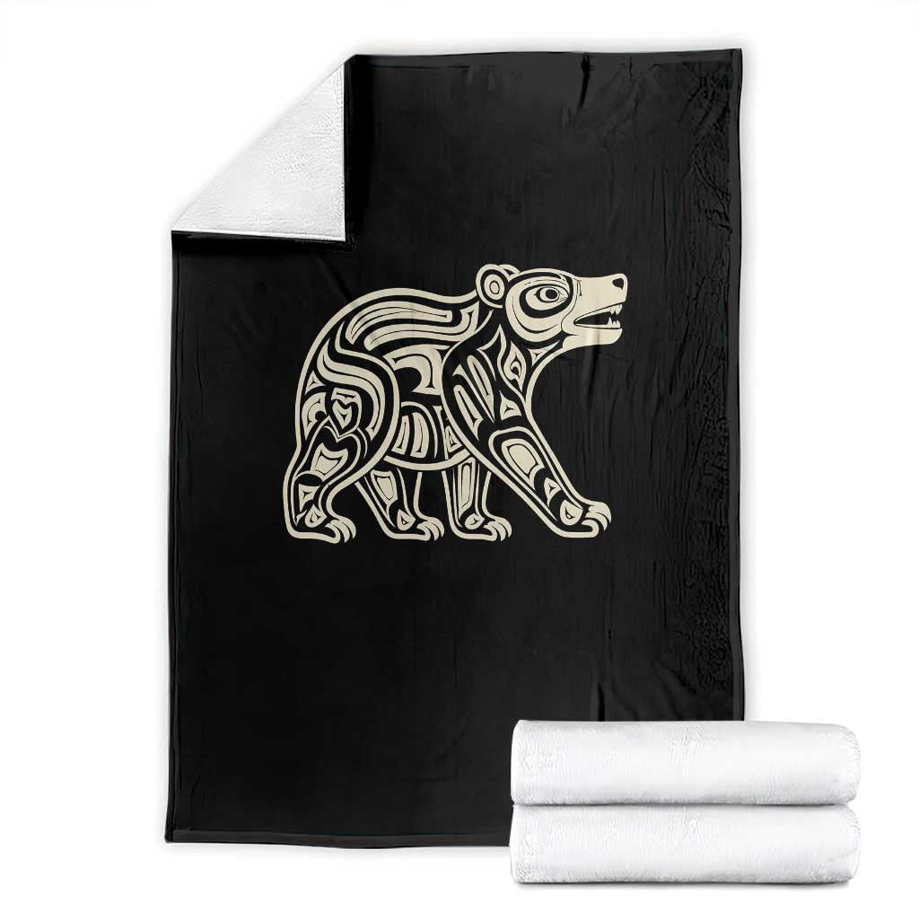 Bear Native Formline Art Salish Haida Tlingit Pacific Animal Throw Blanket