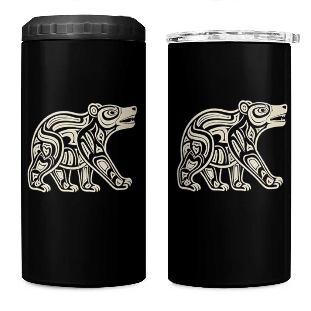 Bear Native Formline Art Salish Haida Tlingit Pacific Animal 4 in 1 Can Cooler Tumbler