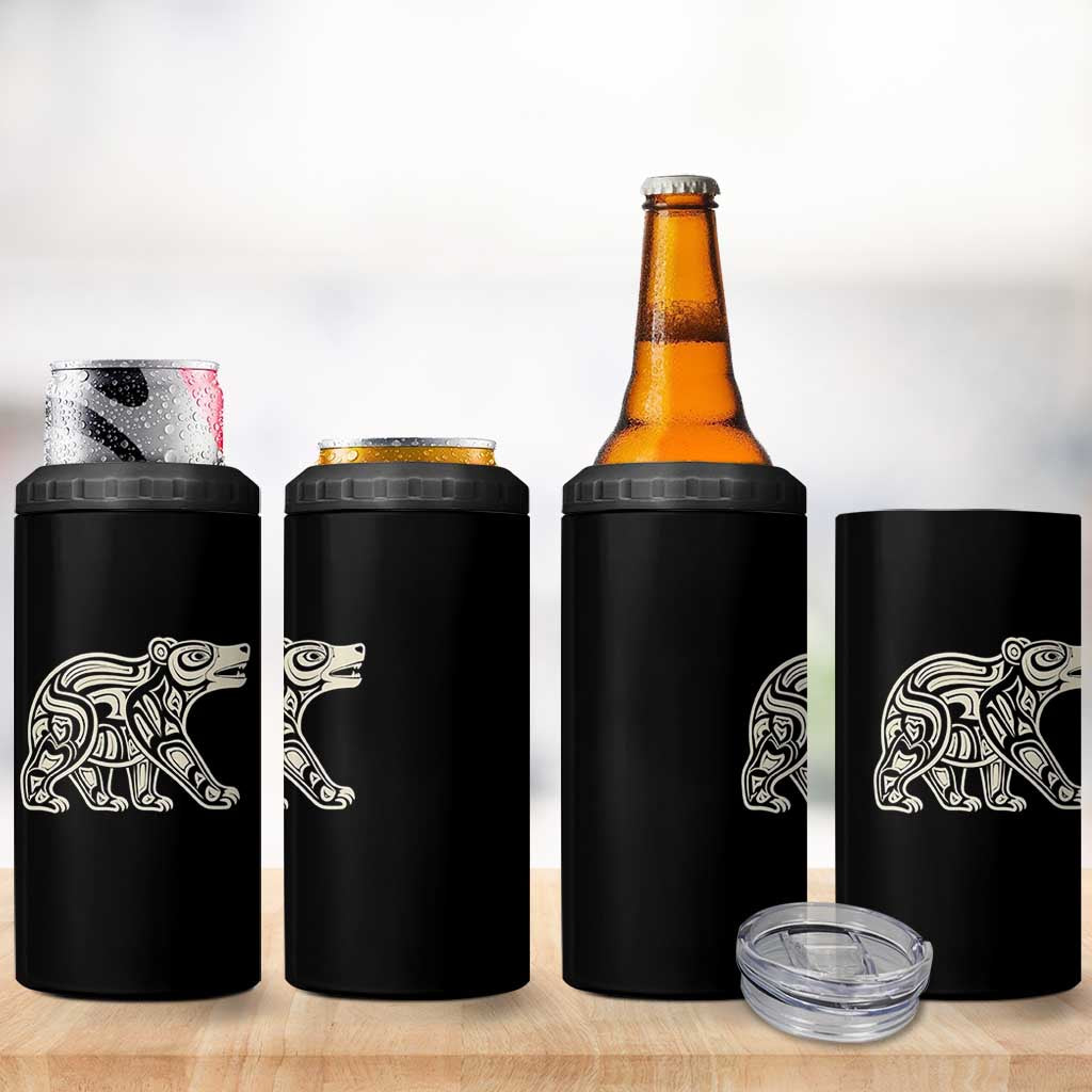 Bear Native Formline Art Salish Haida Tlingit Pacific Animal 4 in 1 Can Cooler Tumbler