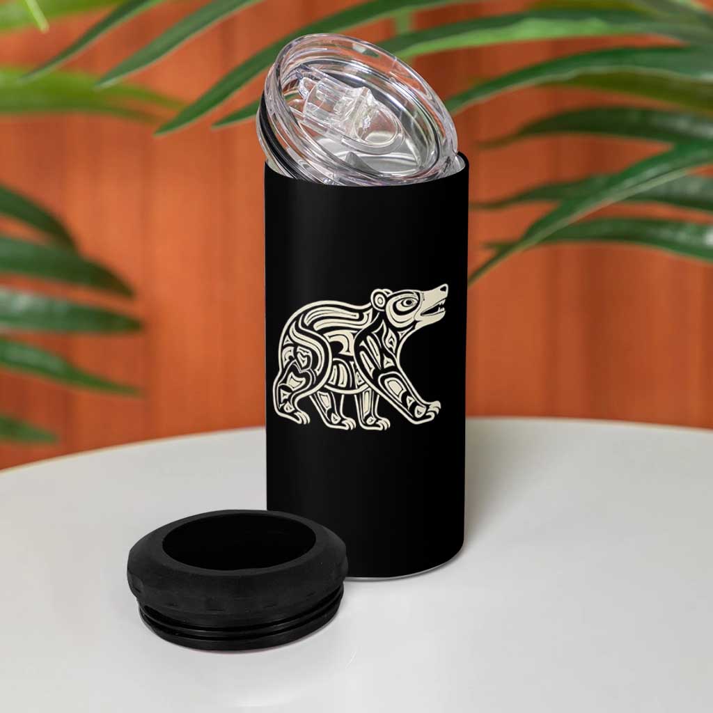 Bear Native Formline Art Salish Haida Tlingit Pacific Animal 4 in 1 Can Cooler Tumbler