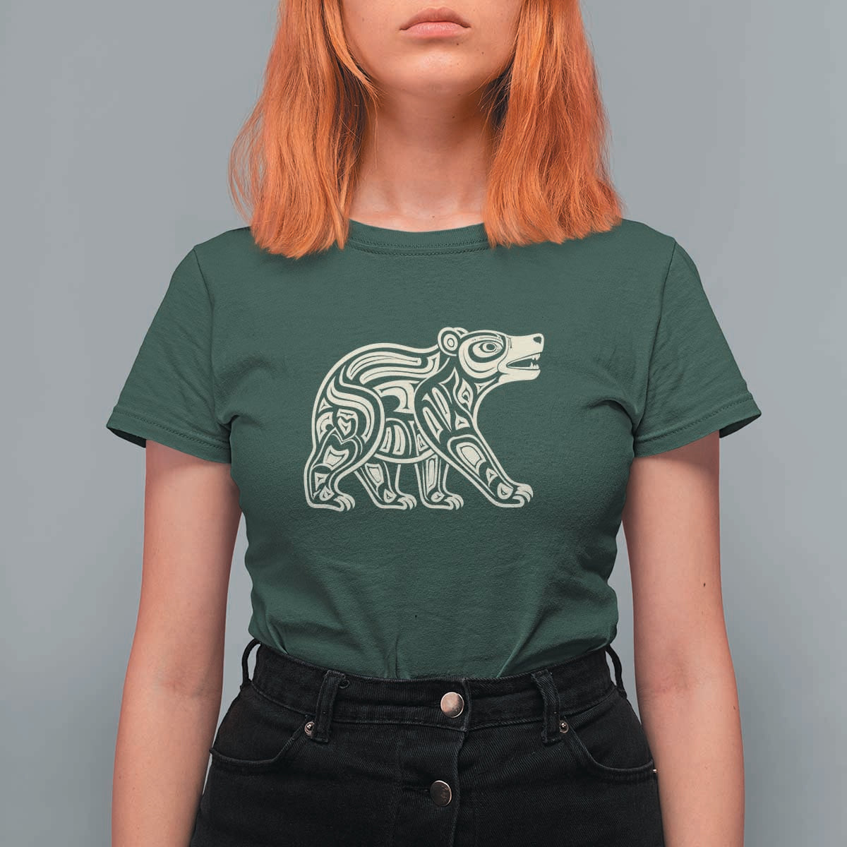Bear Native Formline Art Salish Haida Tlingit Pacific Animal T Shirt For Women