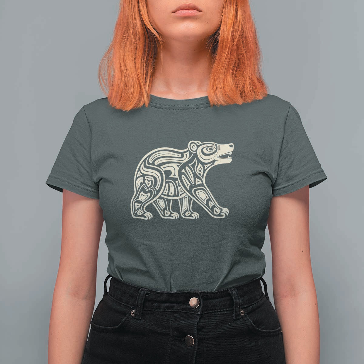 Bear Native Formline Art Salish Haida Tlingit Pacific Animal T Shirt For Women