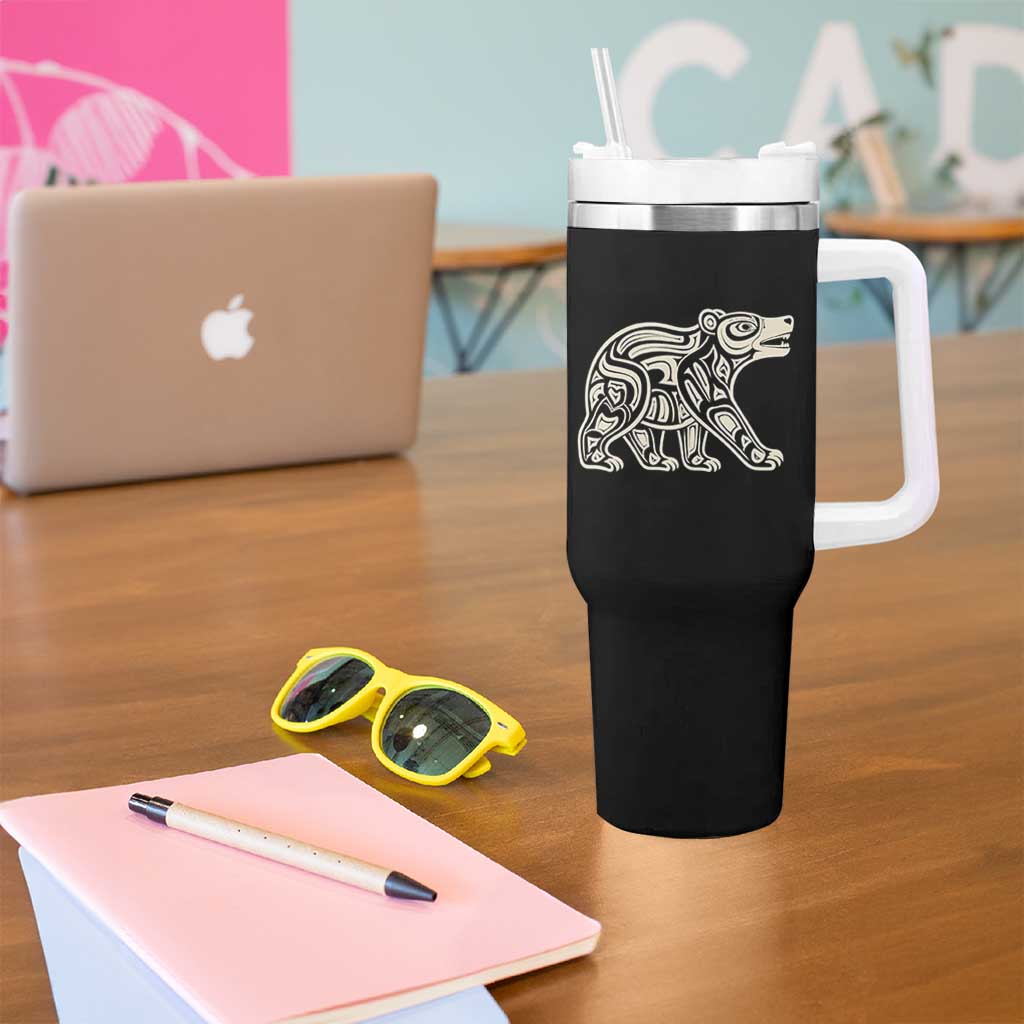 Bear Native Formline Art Salish Haida Tlingit Pacific Animal Tumbler With Handle