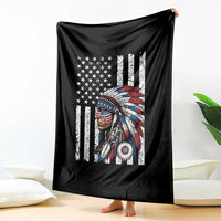 Indigenous People Tribal CG Native American Indian Chief American USA Flag Throw Blanket