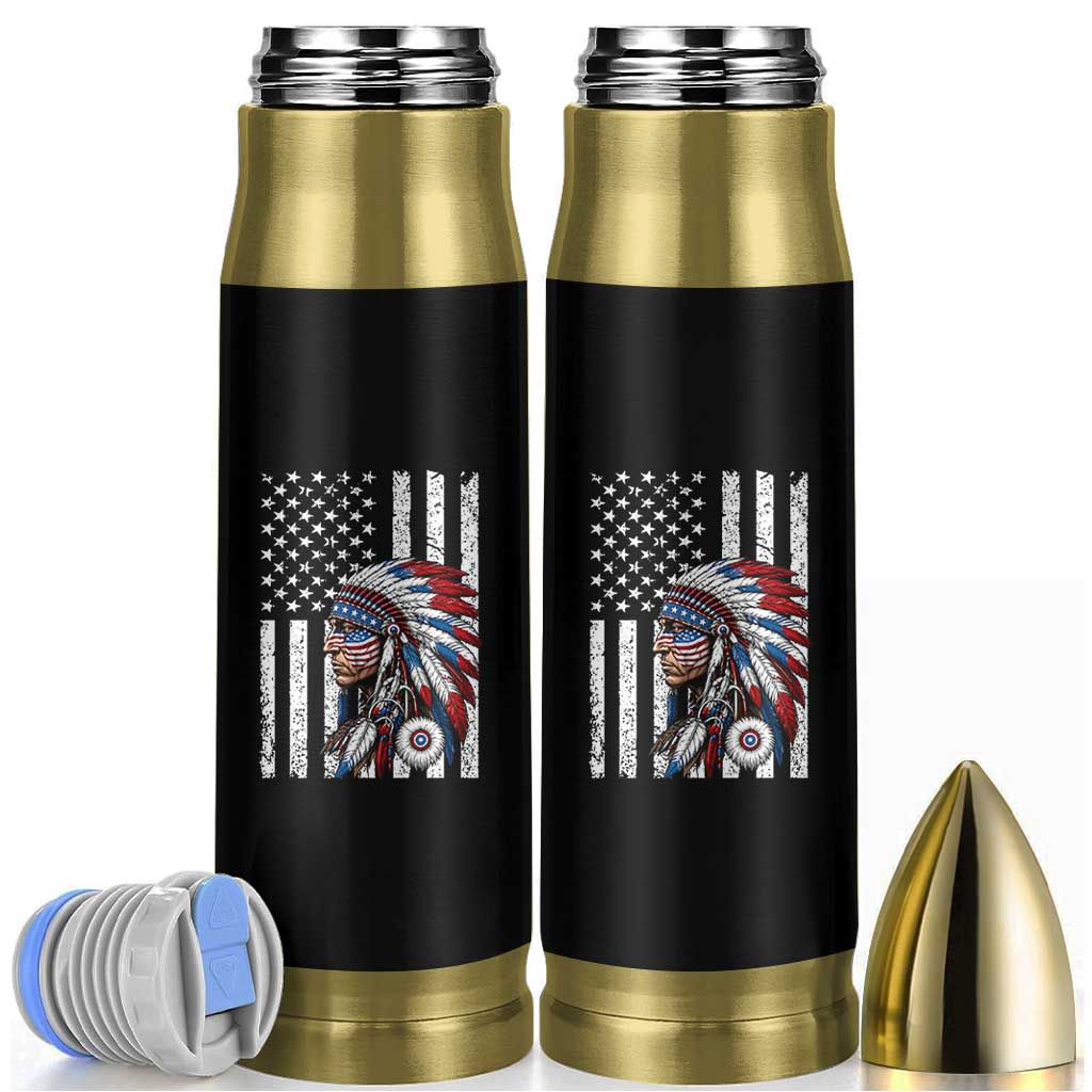 Indigenous People Tribal CG Native American Indian Chief American USA Flag Bullet Tumbler