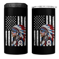 Indigenous People Tribal CG Native American Indian Chief American USA Flag 4 in 1 Can Cooler Tumbler