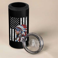 Indigenous People Tribal CG Native American Indian Chief American USA Flag 4 in 1 Can Cooler Tumbler