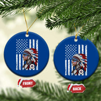 Indigenous People Tribal CG Native American Indian Chief American USA Flag Ceramic Ornament