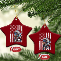 Indigenous People Tribal CG Native American Indian Chief American USA Flag Ceramic Ornament