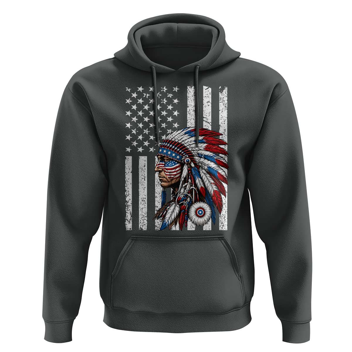 Indigenous People Tribal CG Native American Indian Chief American USA Flag Hoodie