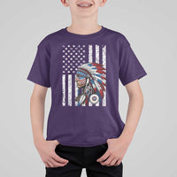 Indigenous People Tribal CG Native American Indian Chief American USA Flag T Shirt For Kid
