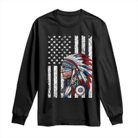 Indigenous People Tribal CG Native American Indian Chief American USA Flag Long Sleeve Shirt