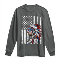 Indigenous People Tribal CG Native American Indian Chief American USA Flag Long Sleeve Shirt