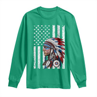 Indigenous People Tribal CG Native American Indian Chief American USA Flag Long Sleeve Shirt