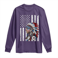 Indigenous People Tribal CG Native American Indian Chief American USA Flag Long Sleeve Shirt