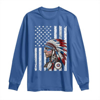 Indigenous People Tribal CG Native American Indian Chief American USA Flag Long Sleeve Shirt