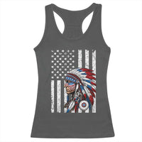 Indigenous People Tribal CG Native American Indian Chief American USA Flag Racerback Tank Top
