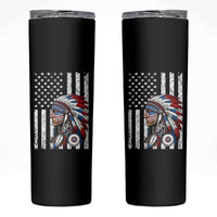 Indigenous People Tribal CG Native American Indian Chief American USA Flag Skinny Tumbler